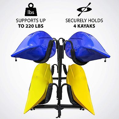 RaxGo Kayak Storage Rack, Indoor & Outdoor Freestanding Storage for 4 Kayak