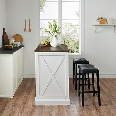 Crosley Clifton Kitchen Island & Upholstered Saddle Stools 2-piece Set