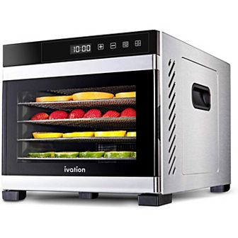 Ivation, 6 Stainless Steel Tray Food Dehydrator For Snacks, Fruit & Beef Jerky
