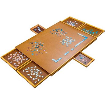Jumbl 1500 pc Puzzle Board, 27” x 35” Wooden Jigsaw Puzzle Table & Trays