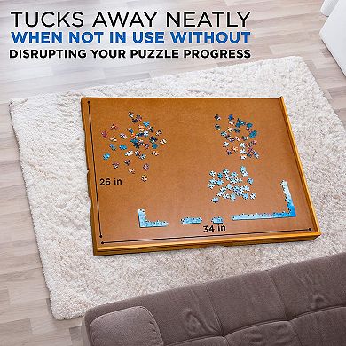 Jumbl 1500 Piece Puzzle Board, 27” x 35” Wooden Jigsaw Puzzle Table & Trays
