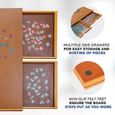 Jumbl 1500 Piece Puzzle Board, 27” x 35” Wooden Jigsaw Puzzle Table & Trays