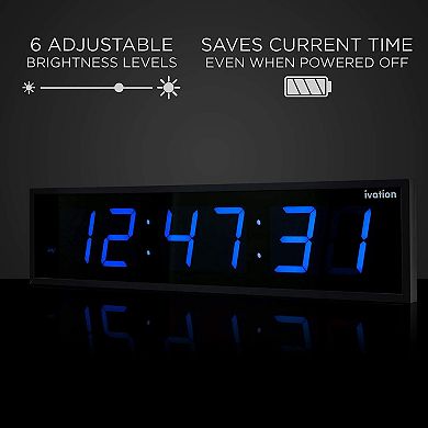 Ivation 36 in. Large Digital Wall Clock, LED Digital Clock with Timer and Alarm