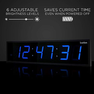 Ivation Huge 36 Inch Large Big Oversized Digital LED Wall Clock with Remote