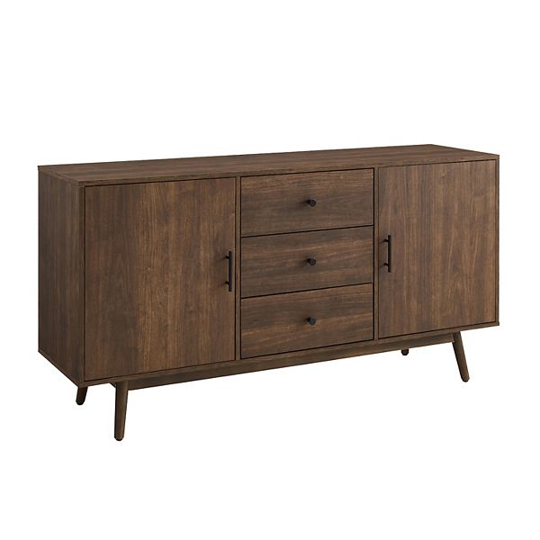 Lucas Sideboard Brown - Crosley: Mid-Century Modern Buffet Server, Wood Veneer, Adjustable Shelves