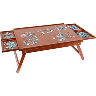 Jumbl 1000 pc Puzzle Board, 23” x 31” Wooden Jigsaw Puzzle Table W/Legs