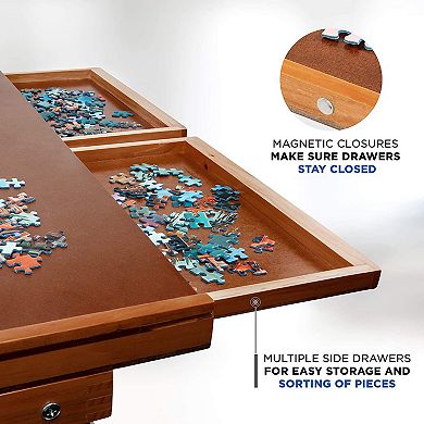 Jumbl 1000 Piece Puzzle Board, 23” x 31” Wooden Jigsaw Puzzle Table W/Legs