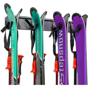 RaxGo Ski Wall Rack, Holds 4 Pairs of Skis & Skiing Poles or Snowboard