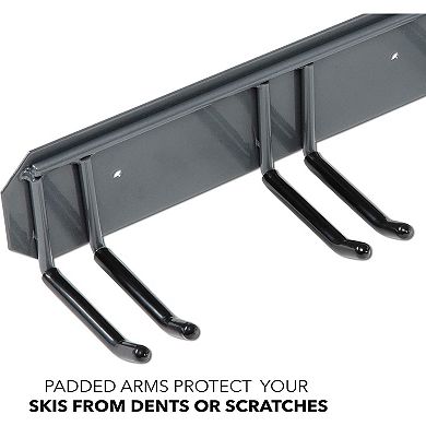 RaxGo Ski Wall Rack, Holds 4 Pairs of Skis & Skiing Poles or Snowboard