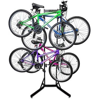 RaxGo Garage Bike Rack, Freestanding 4 Bicycle Storage with Adjustable Hooks