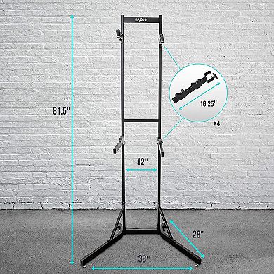 RaxGo Garage Bike Rack, Freestanding 4 Bicycle Storage with Adjustable Hooks
