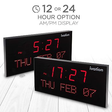 Ivation Huge 22 Inch Large Big Oversized Digital LED Wall Clock