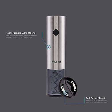 Ivation Wine Gift Set, Electric Corkscrew Wine Opener & Wine Foil Cutter