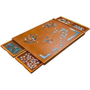 Jumbl 1000 pc Puzzle Board, 23” x 31” Wooden Jigsaw Puzzle Table & Trays