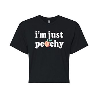 Juniors' "Just Peachy" Cropped Graphic Tee