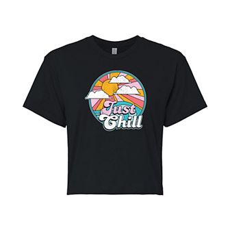 Juniors' "Just Chill" Cropped Graphic Tee