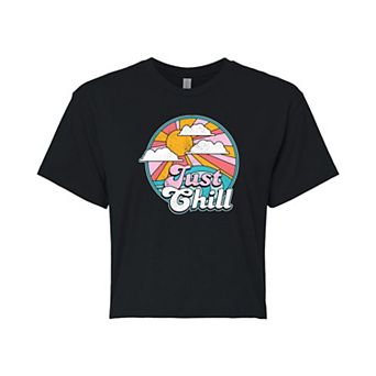 Juniors' "Just Chill" Cropped Graphic Tee