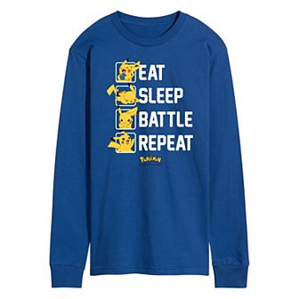 Men's Pokémon Eat Sleep Battle Repeat Long Sleeve Tee
