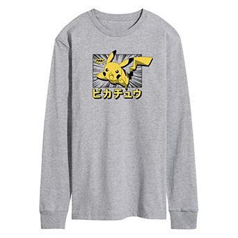 Men's Pokémon Pikachu Anime Kanji Long Sleeve Tee