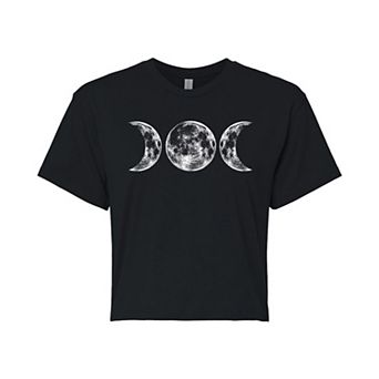 Juniors' Moon Phases Cropped Graphic Tee
