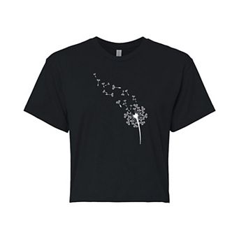 Juniors' Dandelion Seeds Cropped Graphic Tee