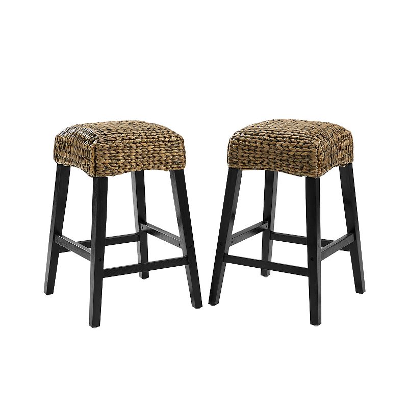 Crosley Edgewater 2-Piece Backless Counter Stool Set, Brown
