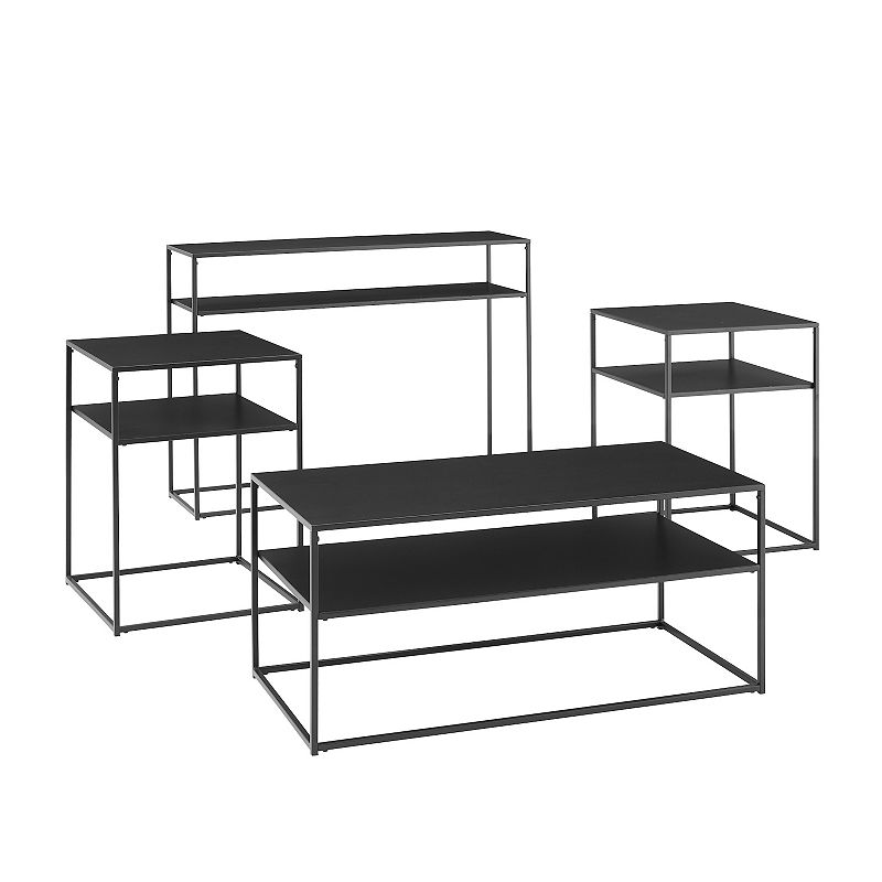Crosley Braxton Coffee Table, End Table & Console Table 4-piece Set, Black