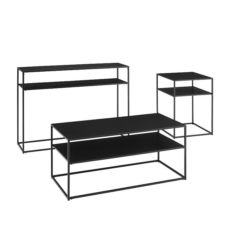 Crosley Braxton Coffee Table, Console Table, & End Table 3-piece Set, Black