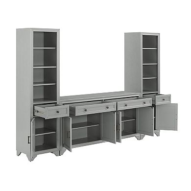 Crosley Tara Entertainment TV Stand & Bookcase 3-piece Set