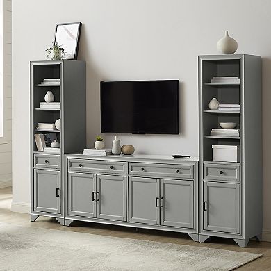 Crosley Tara Entertainment TV Stand & Bookcase 3-piece Set