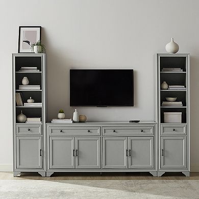 Crosley Tara Entertainment TV Stand & Bookcase 3-piece Set