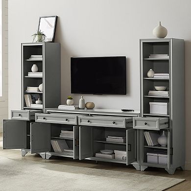 Crosley Tara Entertainment TV Stand & Bookcase 3-piece Set