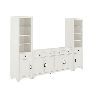 Crosley Tara Entertainment TV Stand & Bookcase 3 pc Set