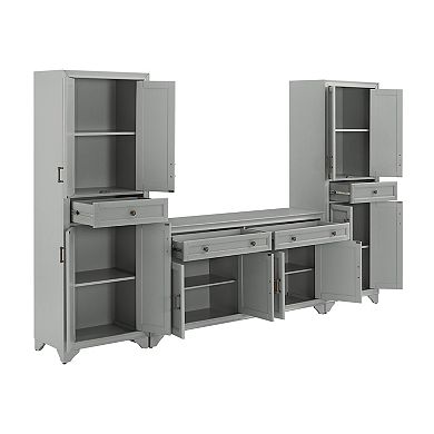 Crosley Tara Entertainment TV Stand & Storage Cabinet 3-piece Set