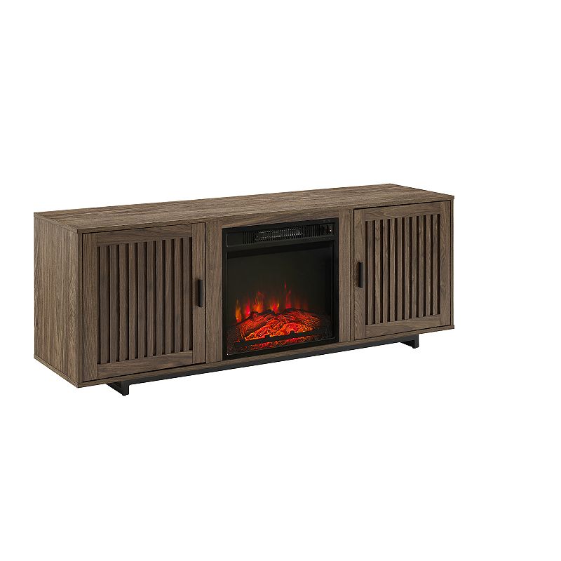 Crosley Silas Low Profile Electric Fireplace TV Stand, Brown