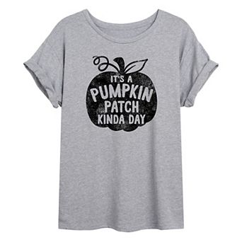 Juniors' Pumpkin Patch Day Oversized Graphic Tee