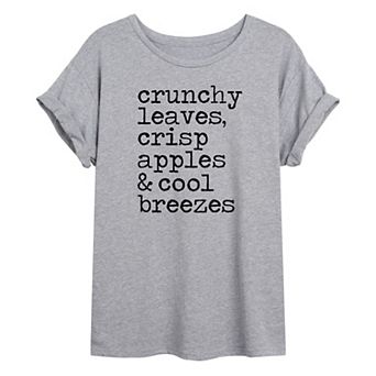 Juniors' Leaves Apples Breezes Oversized Graphic Tee