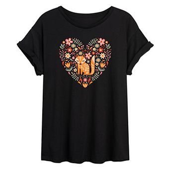 Juniors' Fall Scandinavian Fox Oversized Graphic Tee