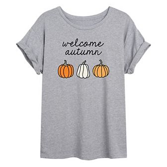Juniors' Welcome Autumn Oversized Graphic Tee