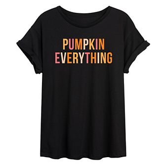 Juniors' Pumpkin Everything Oversized Graphic Tee