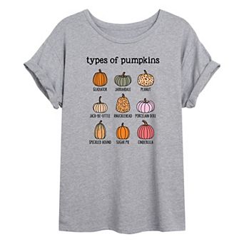 Juniors' Pumpkin Types Oversized Graphic Tee