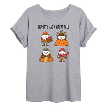 Juniors' Humpty Dumpty Fall Oversized Graphic Tee