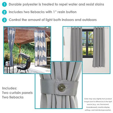 Sunnydaze Simple Outdoor Curtain Panel - Set of 2