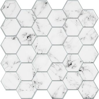RoomMates Faux Carrara Marble Hexagon Peel & Stick Backsplash Wall Decal 4 pc Set