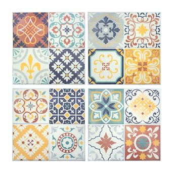 RoomMates Faux Terracotta Tile Peel & Stick Backsplash Wall Decal 4 pc Set