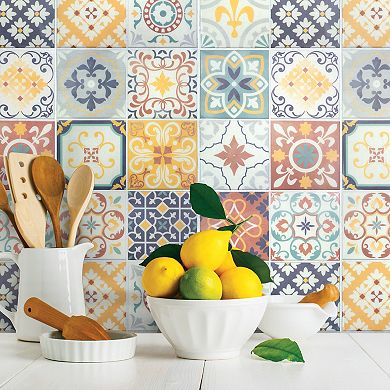 RoomMates Faux Terracotta Tile Peel & Stick Backsplash Wall Decal 4-piece Set