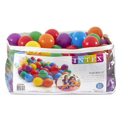 Intex Small Plastic Multi-Colored Fun Ballz for Ball Pit Bounce House, 100 Pack