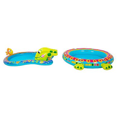 Banzai Shade N Slide Turtle Inflatable Outdoor Kiddie Splash Pool with Sprinkler