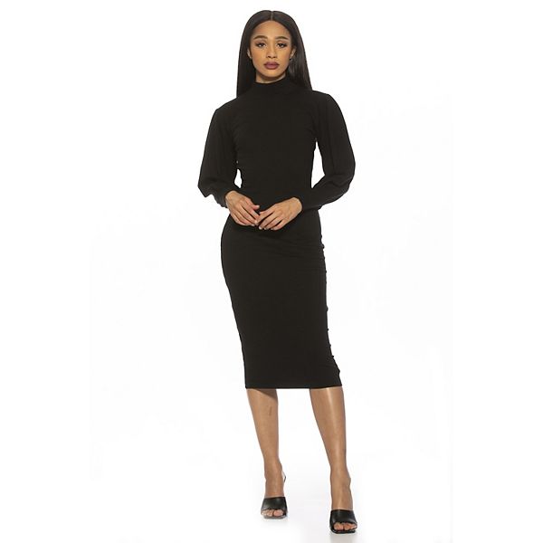 Women's ALEXIA ADMOR Puff Sleeve Knit Midi Dress