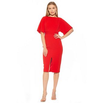 Women's ALEXIA ADMOR Trumpet Sleeve Midi Sheath Dress